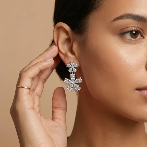Silver_Flora_Duo_Drop_Earrings_For_Women