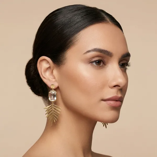 Gold_Palm_Crystal_Drop_Earrings_For_Women