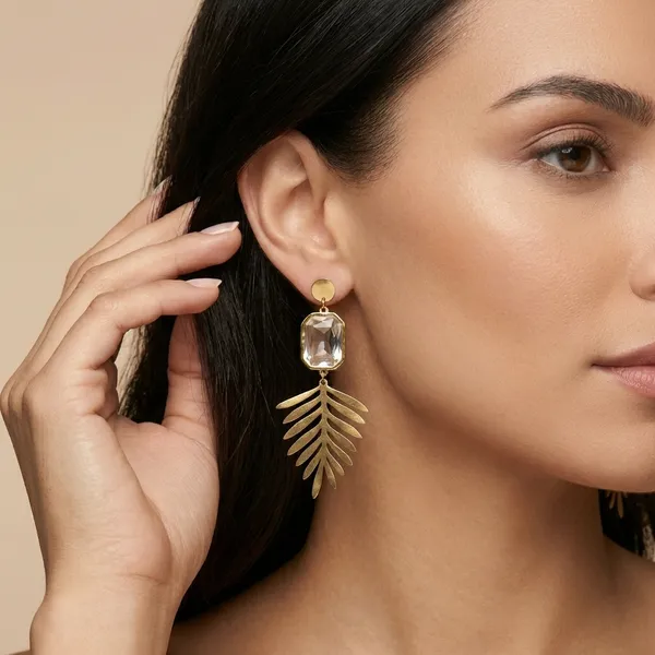 Gold_Palm_Crystal_Drop_Earrings_For_Women