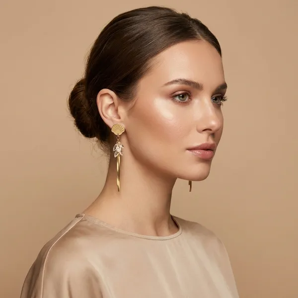Gold_Shell_Crystal_Tassel_Drop_Earrings_For_Women