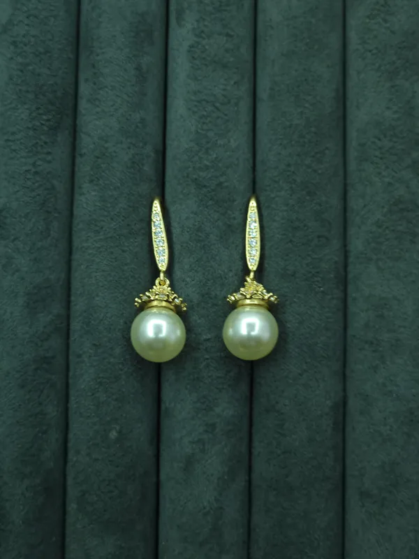 Gold_Pearl_Crown_Hook_Drop_Earrings_For_Women