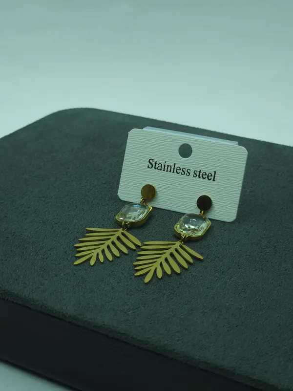 Gold_Palm_Crystal_Drop_Earrings_For_Women