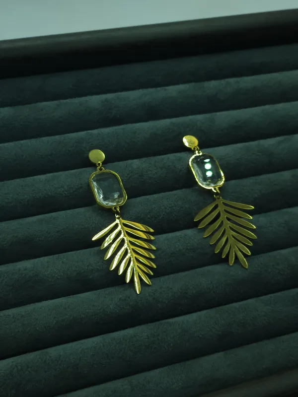 Gold_Palm_Crystal_Drop_Earrings_For_Women