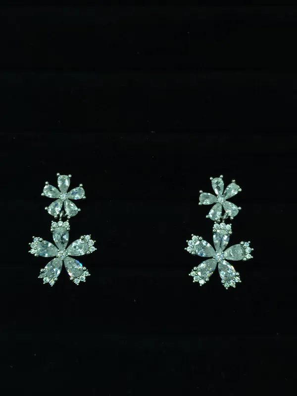 Silver_Flora_Duo_Drop_Earrings_For_Women