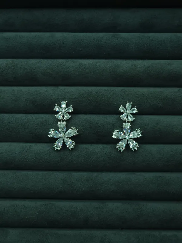 Silver_Flora_Duo_Drop_Earrings_For_Women