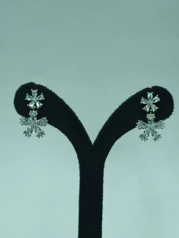 Silver_Flora_Duo_Drop_Earrings_For_Women
