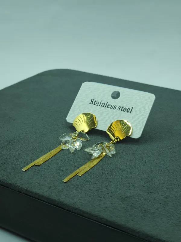 Gold_Shell_Crystal_Tassel_Drop_Earrings_For_Women