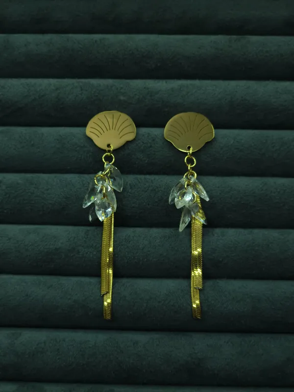 Gold_Shell_Crystal_Tassel_Drop_Earrings_For_Women
