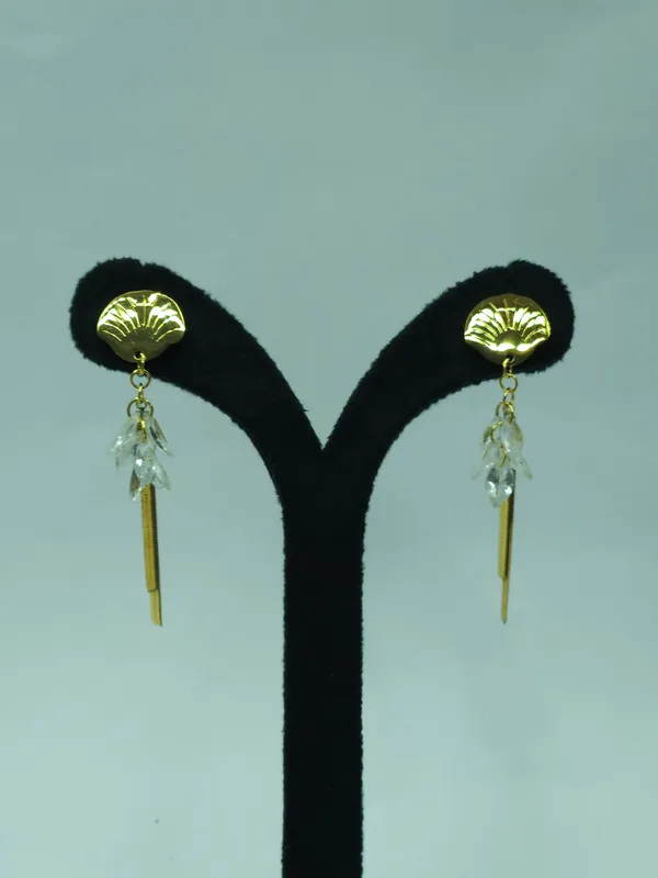 Gold_Shell_Crystal_Tassel_Drop_Earrings_For_Women