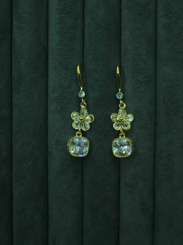 Gold_Daisy_Cushion_Hook_Drop_Earrings_For_Women