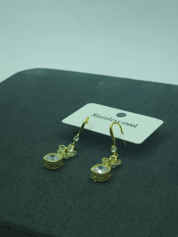 Gold_Daisy_Cushion_Hook_Drop_Earrings_For_Women