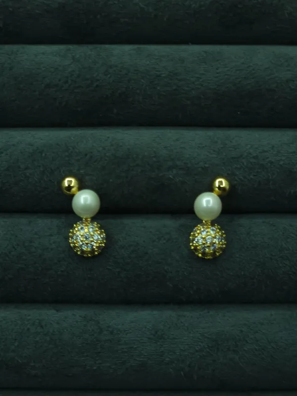 Gold_Pearl_And_Pave_Drop_Earrings_For_Women