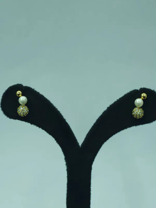 Gold_Pearl_And_Pave_Drop_Earrings_For_Women