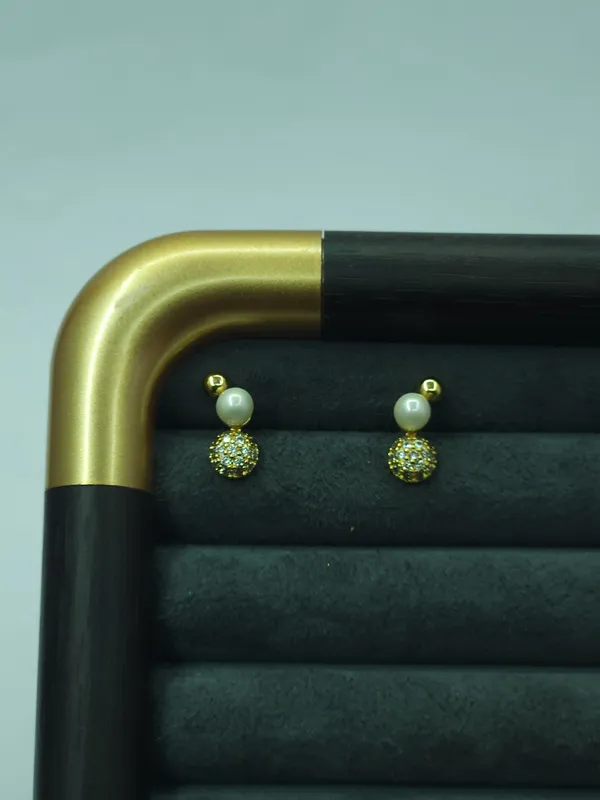 Gold_Pearl_And_Pave_Drop_Earrings_For_Women