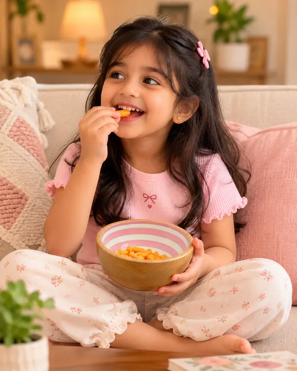NESTMART_Premium_&_Durable__Wooden_Serving_Bowl_with_Baby_Pink_Concetric_Circle_Pattern_|_Multipurpose_Fruit,_Salad_&_Snack_Bowl_|_Handcrafted_Wooden_Bowl