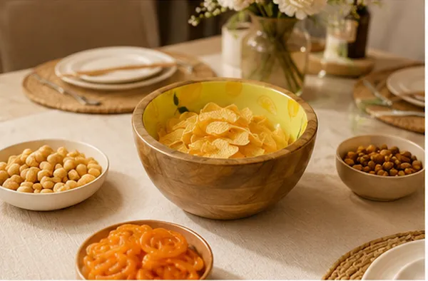 NESTMART_Premium_&_Durable__Wooden_Serving_Bowl_with_Citrus_Bloom_artwork_|_Multipurpose_Fruit,_Salad_&_Snack_Bowl_|_Handcrafted_Wooden_Bowl