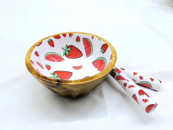 Wood_Decorative_Strawberry_Print_Serving_Bowl