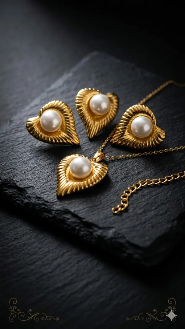 Gold_Stainless_Steel_Pendant_Necklace_Set_For_Women