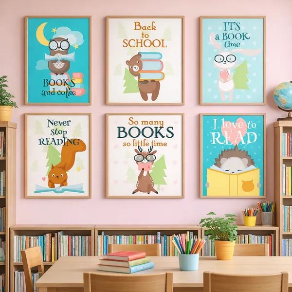 Reading_Posters_For_Kids_Set_Of_6_Library_Reading_Corner_Wall_Art