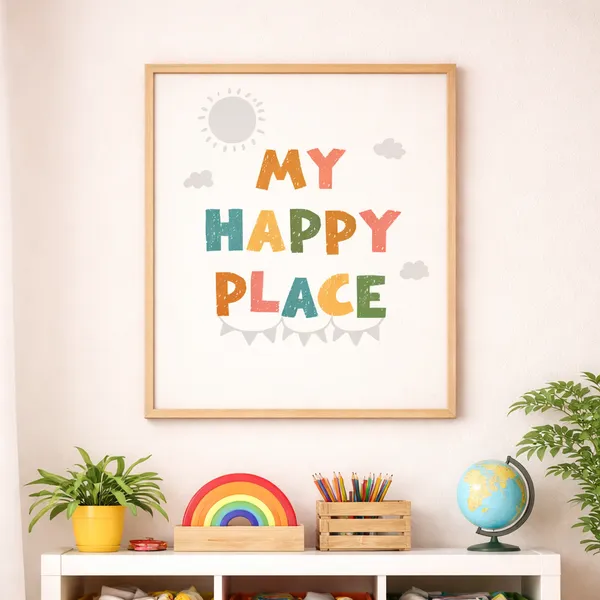 My_Happy_Place_Poster_For_Kids_Boho_Nursery_Classroom_Wall_Art