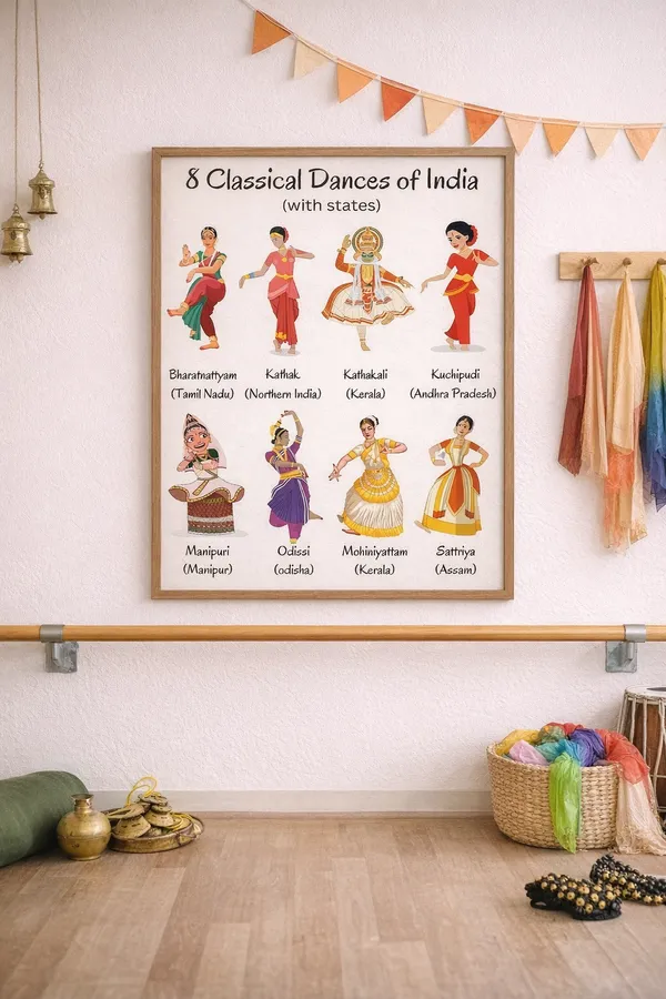 8_Classical_Dances_Of_India_Poster_With_States_Classroom_Dance_Room_Wall_Display