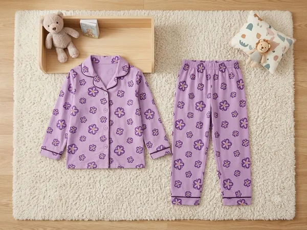 Snitz_Purple_Color_Floral_Printed_Girls_Cotton_Nightwear