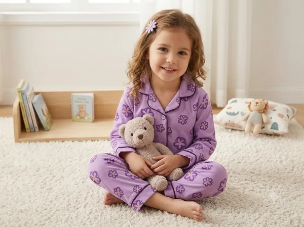 Snitz_Purple_Color_Floral_Printed_Girls_Cotton_Nightwear