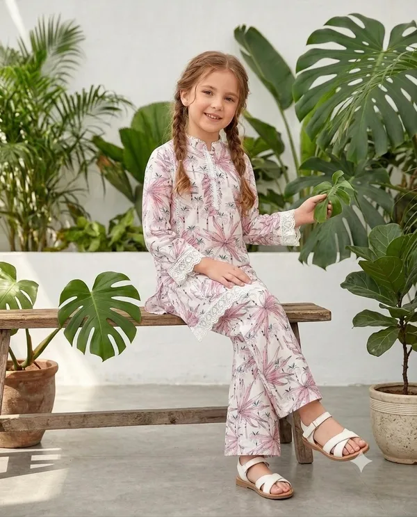 Snitz_Floral_Printed_Co-ord_Set/2_Piece_Suit_For_Girls