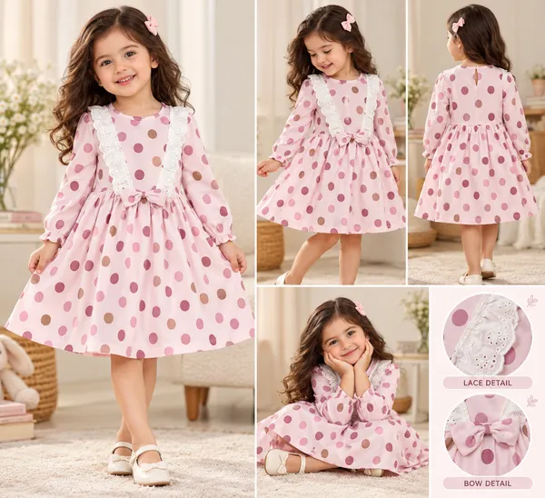Snitz_Pink_Polka_Dot_Long-Sleeve_Frock_with_Lace_Trim_&_Bow