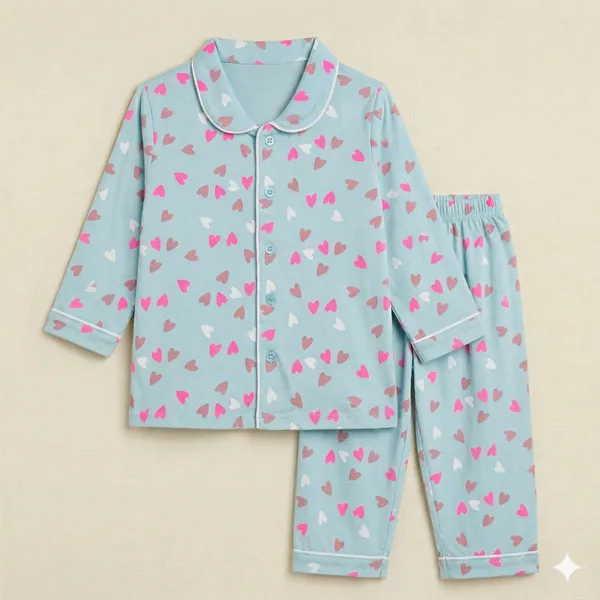 Snitz_Heart_Printed_Girls_Nightwear_Top_And_Bottom_Set
