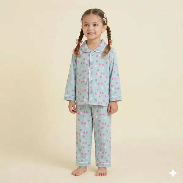 Snitz_Heart_Printed_Girls_Nightwear_Top_And_Bottom_Set