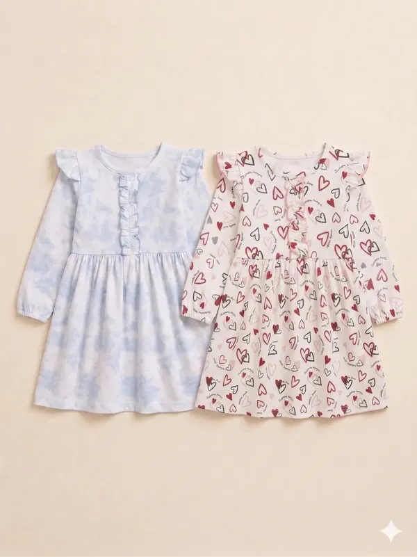 Set_Of_2_Snitz_multicolor_printed_girls_cotton_frock