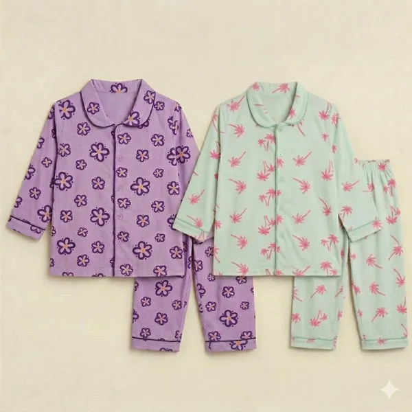 Set_Of_2_Snitz_printed_girls_cotton_nightwear