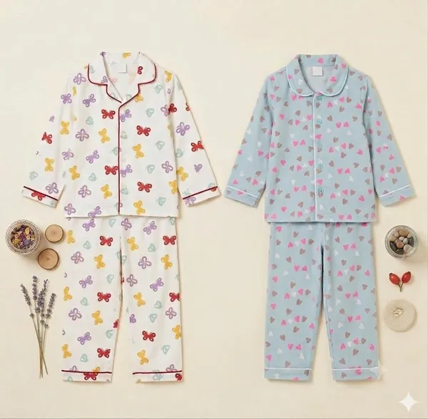 Set_Of_2_Snitz_printed_girls_cotton_nightwear