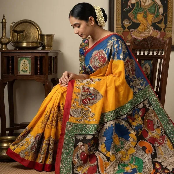 Yellow_And_Red_Linen_Saree_For_Women