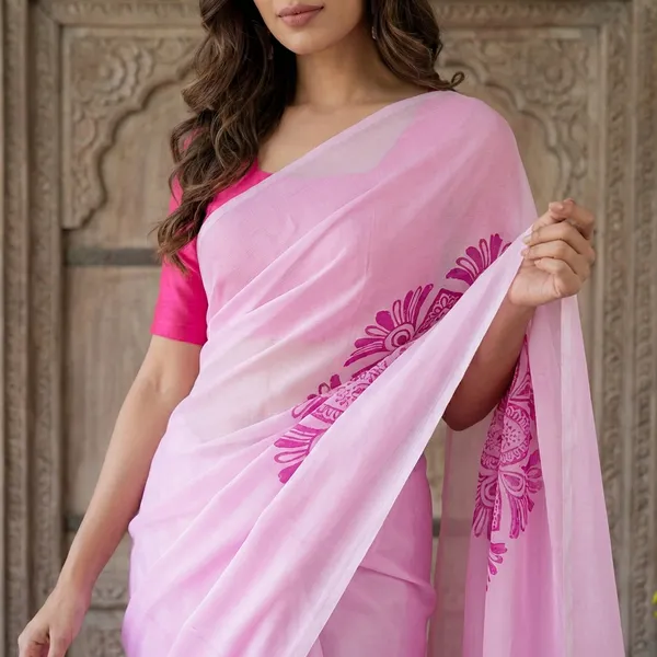 Baby_Pink_And_Hot_Pink_Satin_Georgette_Saree_For_Women