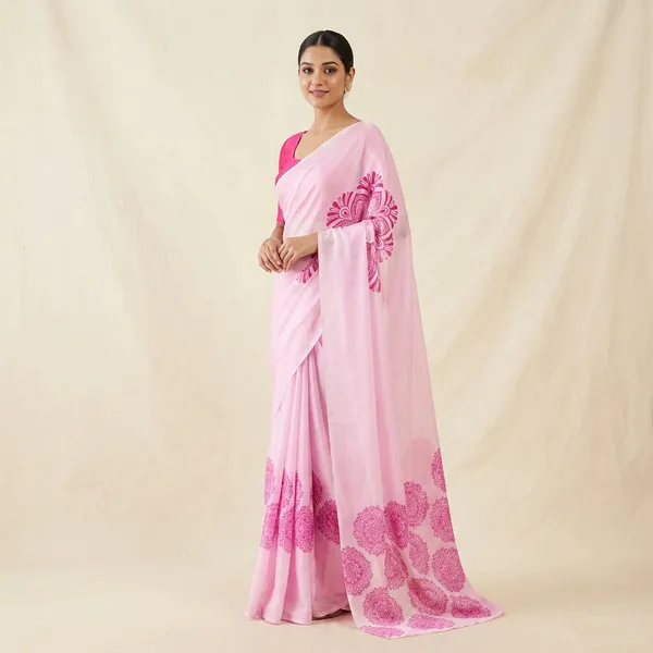 Baby_Pink_And_Hot_Pink_Satin_Georgette_Saree_For_Women