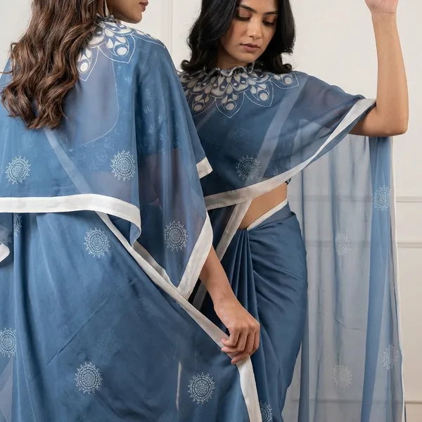 Ocean_Blue_And_White_Satin_Georgette_Saree_For_Women