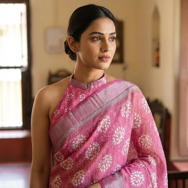 Magenta_And_White_Linen_Saree_For_Women