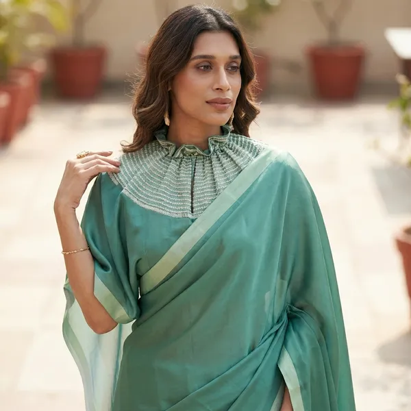 Emerald_Green_And_Mint_Satin_Georgette_Saree_For_Women