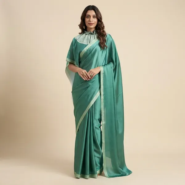 Emerald_Green_And_Mint_Satin_Georgette_Saree_For_Women