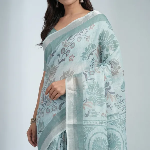 Mint_Green_Linen_Saree_For_Women
