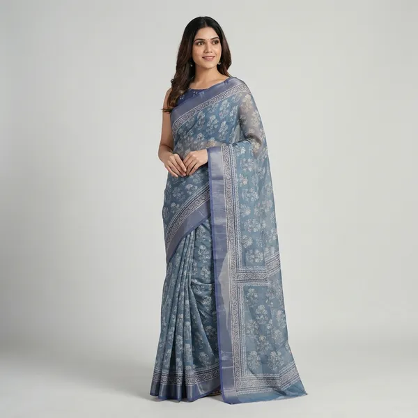 Blue_Linen_Saree_For_Women