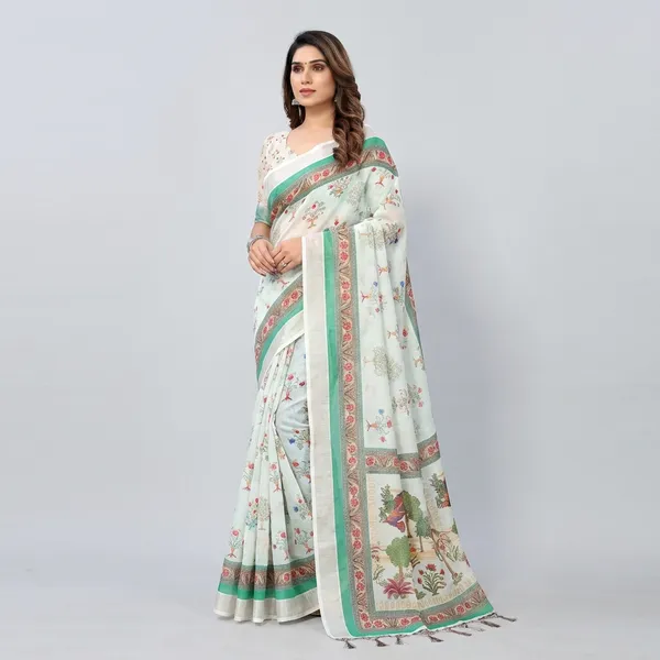 Multicolor_Linen_Saree_For_Women