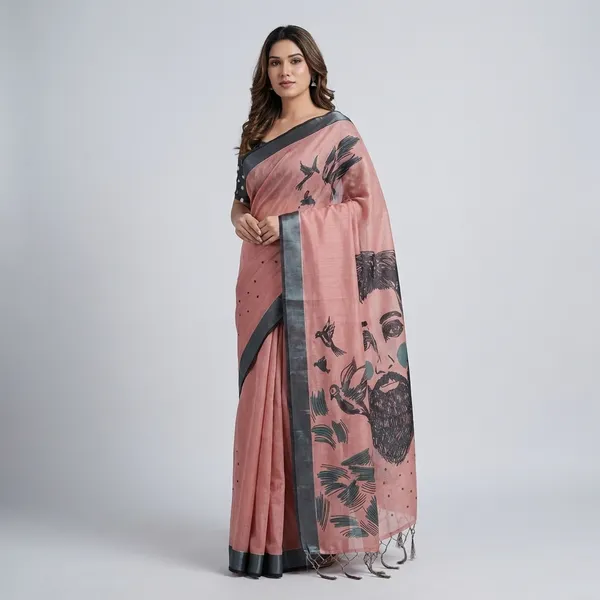 Blush_Pink_Linen_Saree_For_Women