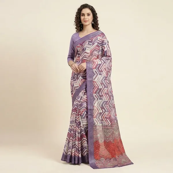 Purple_And_Rust_Linen_Saree_For_Women