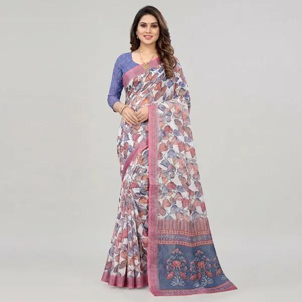 Blue_And_Pink_Linen_Saree_For_Women