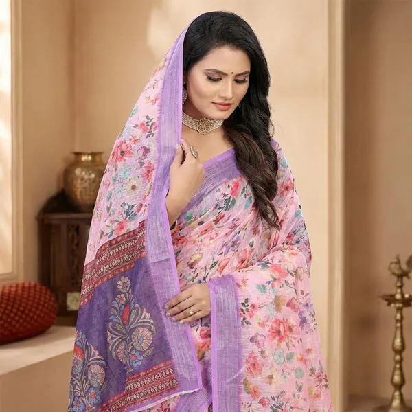 Pink_And_Lavender_Linen_Saree_For_Women