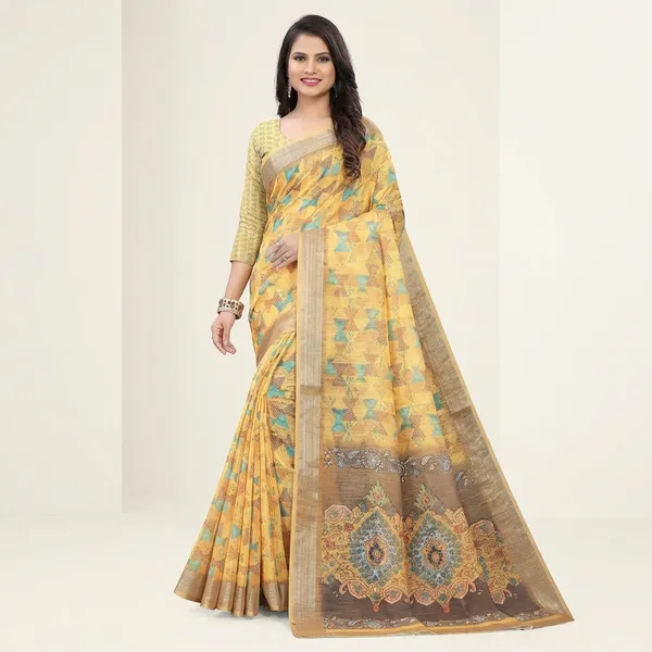 Mustard_Linen_Saree_For_Women