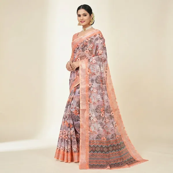 Peach_Linen_Saree_For_Women